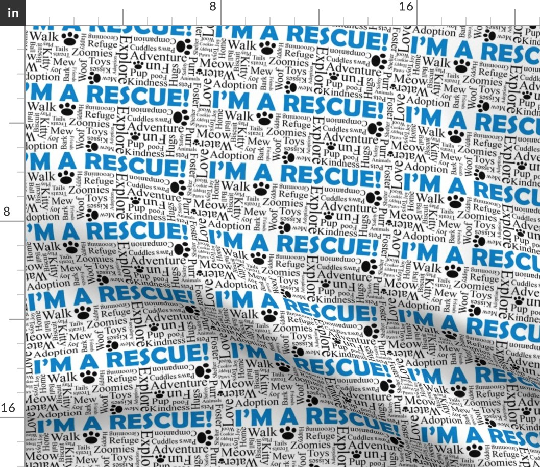 I'm a Rescue Adoption Words Blue and Black- Large Print