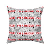 I'm a Rescue Adoption Words Red and Black- Large Print