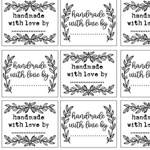 black and white quilt labels handmade with love by WB23