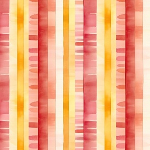 Earthy Splashes: Watercolor Pattern in Pink, Orange, Yellow Stripes