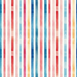 Vintage Vibrancy: Colorful Watercolor Stripes Wallpaper in Americana Style