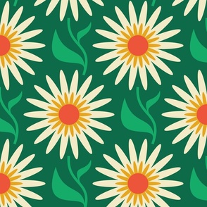 KF 0151 B - Large 12" - Vintage Retro Daisy 70s Modern Geometric Floral