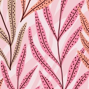 Calm leaves in pink - Large scale