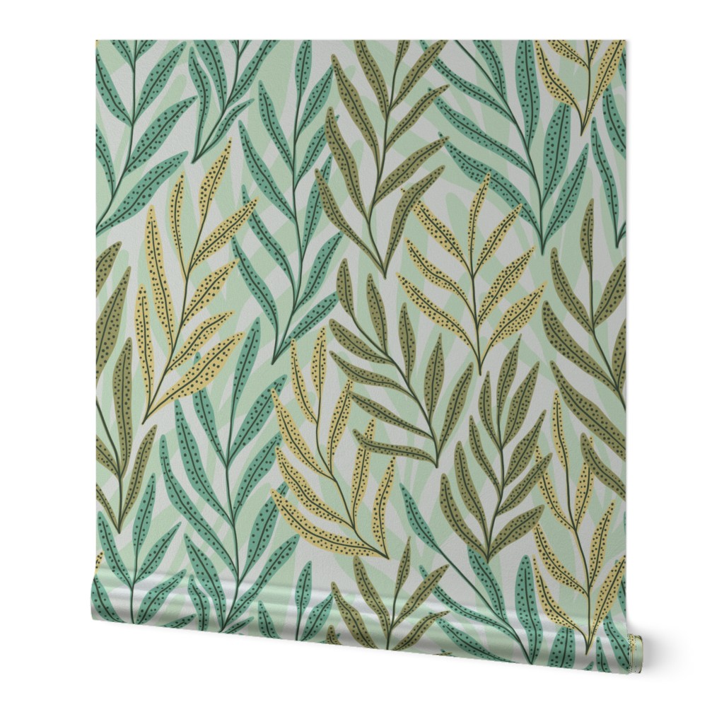 Calm leaves in green - Large scale