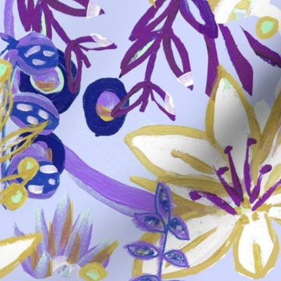 CT2527 Tropical Imaginary Garden Purple and Gold
