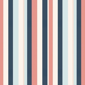 Retro Elegance: Blue, Pink, Cream Striped Design.