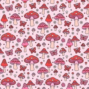 HeartMushrooms on Pink (Small Scale)