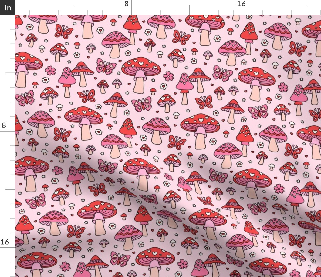 HeartMushrooms on Pink (Medium Scale)