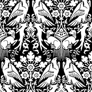 Hounds and Eagles, white on black