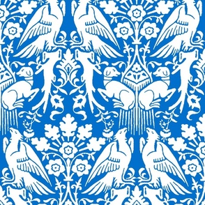 Hounds and Eagles, white on blue