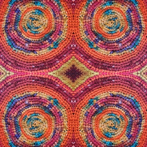 Boho Crochet rug orange red