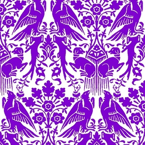 Hounds and Eagles, purple on white