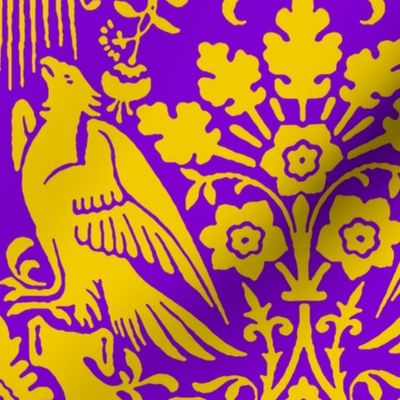 Hounds and Eagles, yellow on purple