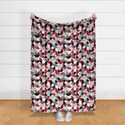 L ✹ Retro Geometric Curved Shapes in Black, Red, and Grey - Kids Teens