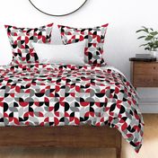 L ✹ Retro Geometric Curved Shapes in Black, Red, and Grey - Kids Teens
