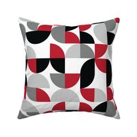 L ✹ Retro Geometric Curved Shapes in Black, Red, and Grey - Kids Teens