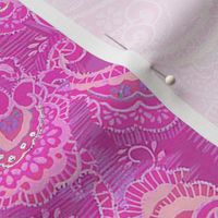 batik Paisley mid century mod pink