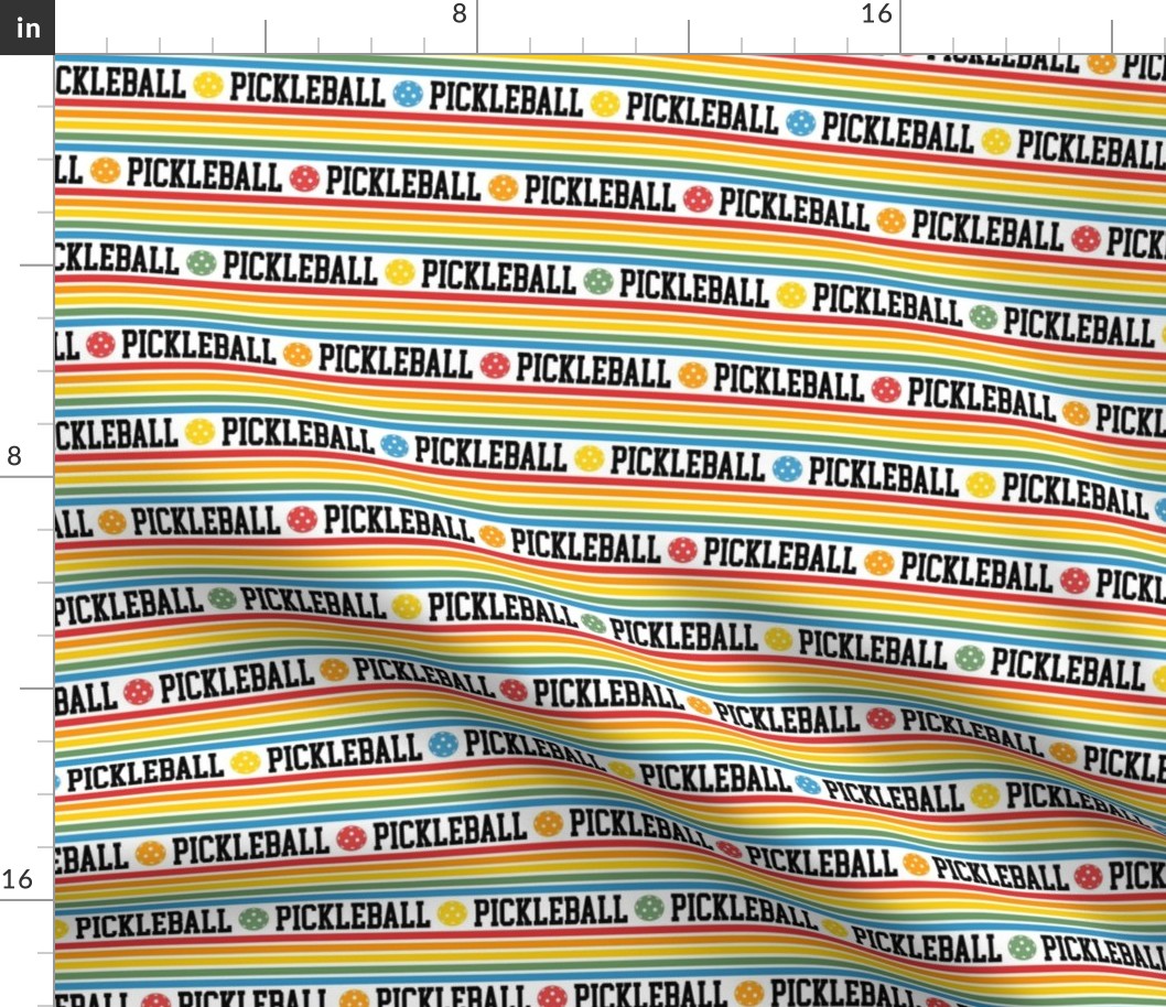 Smaller Scale Pickleball Sporty Rainbow Stripes