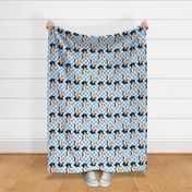 Medium - Border Collie puppy on light blue and white checkerboard - Pets Dogs - dog check