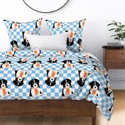 Large - Border Collie puppy on light blue and white checkerboard - Pets Dogs - dog check