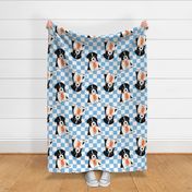 Large - Border Collie puppy on light blue and white checkerboard - Pets Dogs - dog check