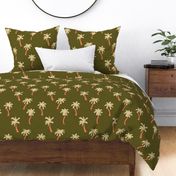 (L) Playful Palm Trees on the Beach Dark Olive Green