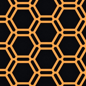 Black and Yellow Orange Abstract Honeycomb