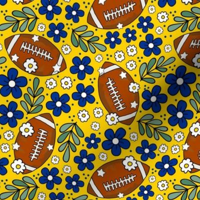 Medium Scale Team Spirit Football Floral in Los Angeles Rams Royal Blue and Yellow