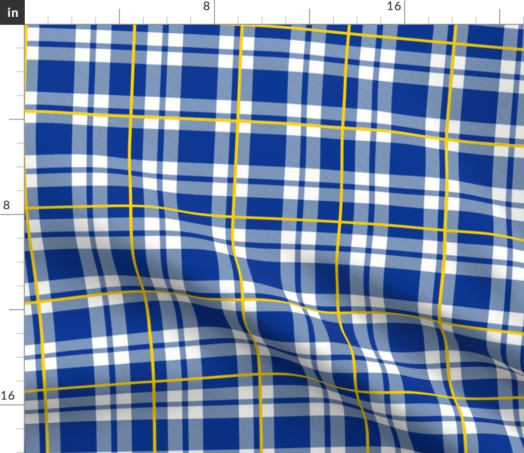 Bigger Scale Team Spirit Football Plaid in Los Angeles Rams Royal Blue and Yellow