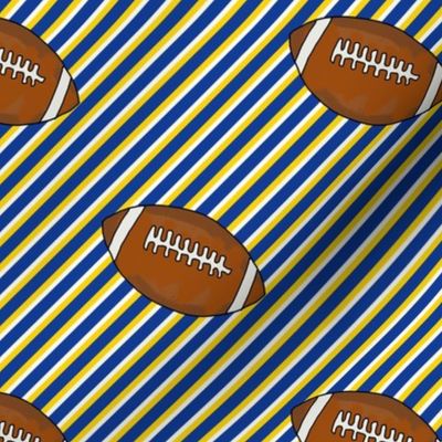 Bigger Scale Team Spirit Football Diagonal Sporty Stripes in Los Angeles Rams Royal Blue and Yellow