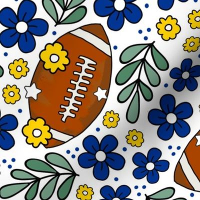 Large Scale Team Spirit Football Floral in Los Angeles Rams Royal Blue and Yellow