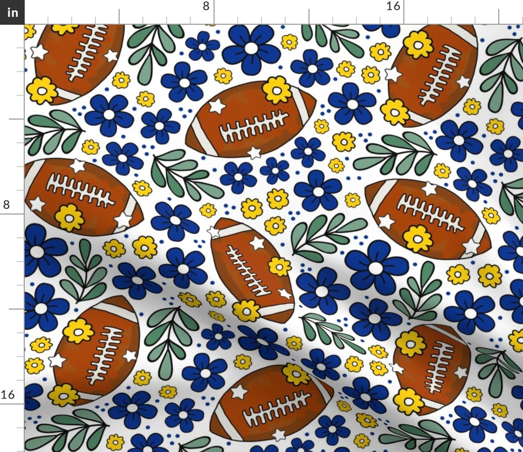 Large Scale Team Spirit Football Floral in Los Angeles Rams Royal Blue and Yellow