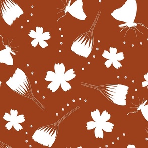 Simple maroon white butterfly florals