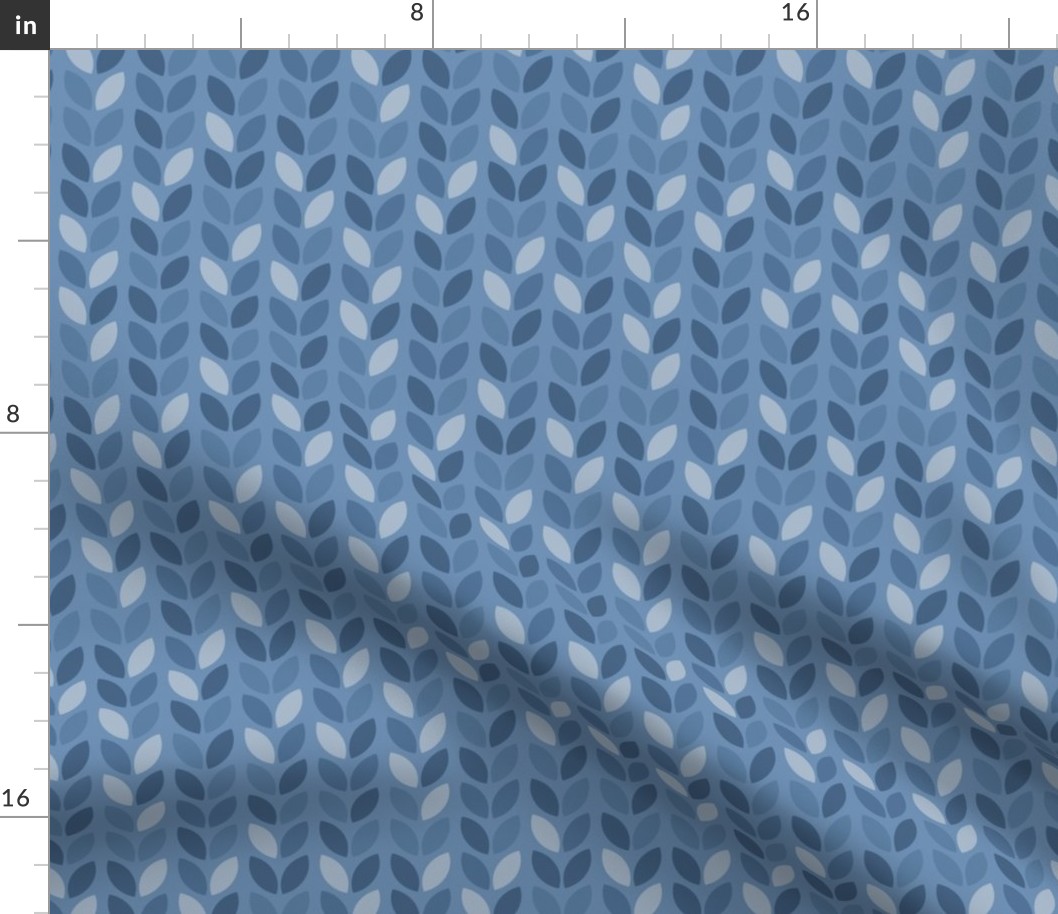 Serenity chevron leaves Jean blue pattern