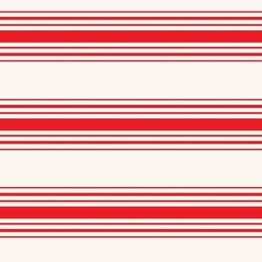 Vintage Modern Vertical Stripes in Cherry Red and Ivory.