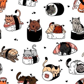 Sushi Cats on White