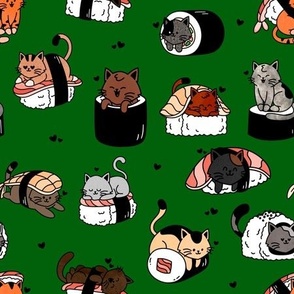 Sushi Cats on Green