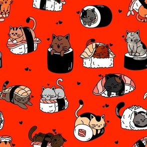 Sushi Cats on Red