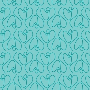 Abstract Line Art Tulips in a Dark Teal Creating a Stripe on a Light Teal Background