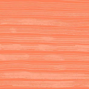 (L) Orange Sherbet Textured Hand Painted Horizontal Stripes 