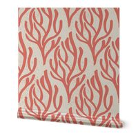 Serene Textured Coral in Coral Orange and Ivory Off White (Wallpaper Scale)