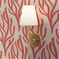 Serene Textured Coral in Coral Orange and Ivory Off White (Wallpaper Scale)