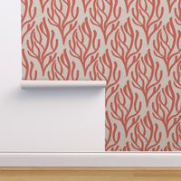 Serene Textured Coral in Coral Orange and Ivory Off White (Wallpaper Scale)