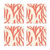 Serene Textured Coral in Coral Orange and Ivory Off White (Wallpaper Scale)