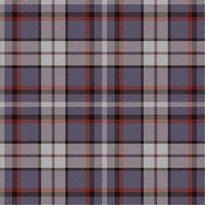 Blue Gray Nubbly Plaid with Red White and Black