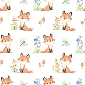 Woodland Animals Fox Floral Nursery Baby Girl 