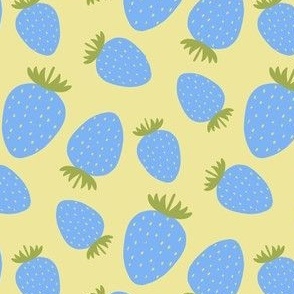 Blue Strawberries on yellow background