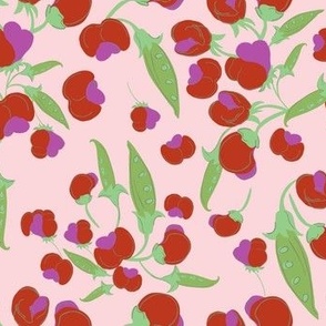 Sweet pea pattern with pink background