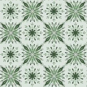Garden Charm Tiles in Green - 2x2 motifs