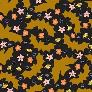 Halloween bats with small flowers